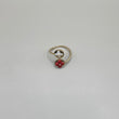 14K Yellow Gold Flower White/Red Ring / 2.2gr / Size 7.5