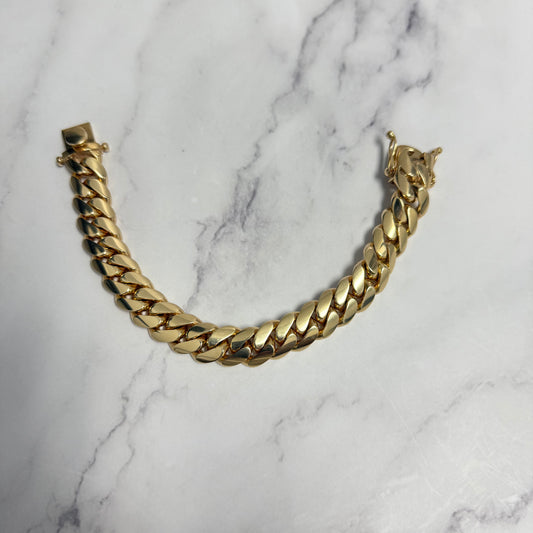 10K Yellow Gold Cuban Links Bracelet / 93.6gr / 13mm / 8in