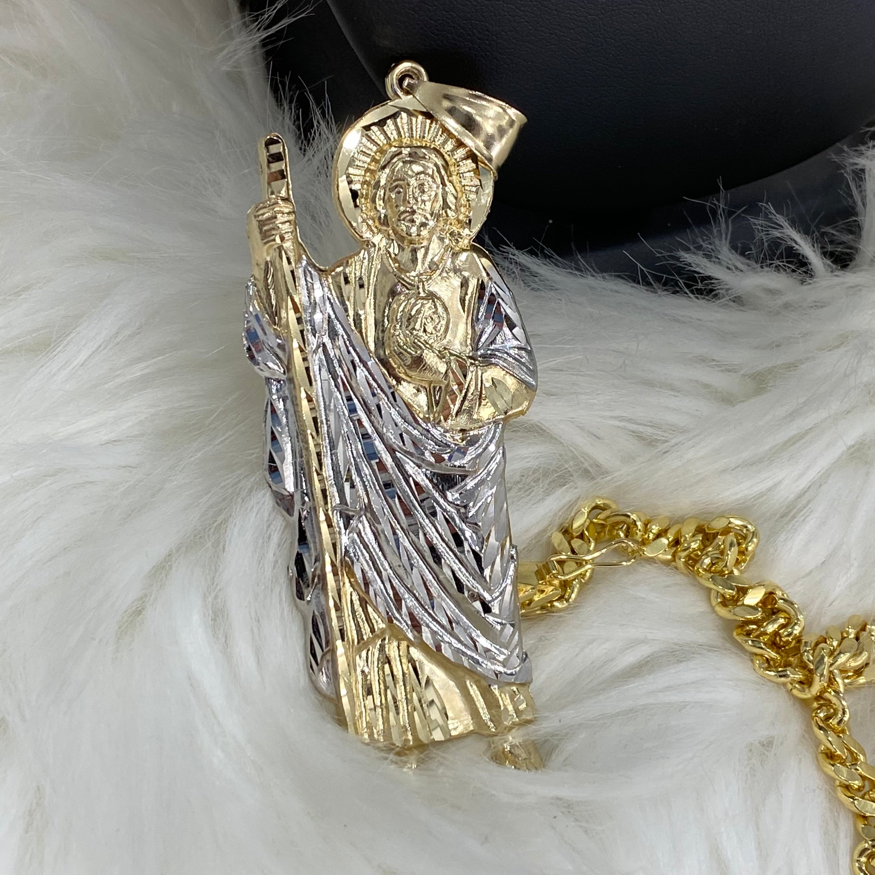 14K Yellow - White Gold Jesus Pendant / 16.5gr / 3in