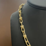 14K Yellow Gold Paper Clip Chain / 17.8gr / 6.5mm / 17in