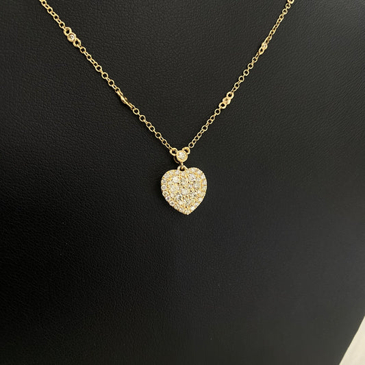 14K Yellow Gold Diamond Heart Jewelry Set 0.75Ct / 3gr