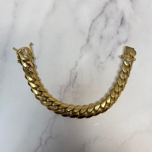10K Yellow Gold Cuban Links Bracelet / 124.6gr / 15mm / 8.5in