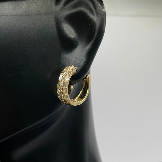 14K Yellow Gold Diamon Luxury Hoop Earrings 0.97Ct / 3.7gr