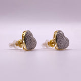 10K Yellow Gold Diamond Heart Stud Earrings 0.55Ct / 2.1gr