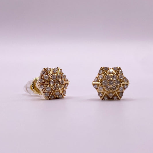 14K Yellow Gold Diamond Fashion Stud Earrings 0.30Ct / 1.7gr