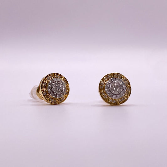 10K Yellow Gold Diamond Luxury Stud Earrings 0.29Ct / 1.8gr