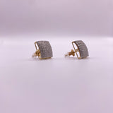 10K Yellow Gold Diamond Square Stud Earrings 0.48Ct / 2.1gr