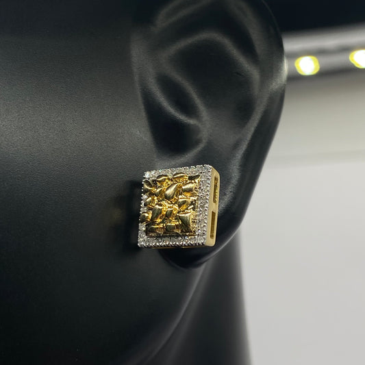 10K Yellow Gold Diamond Stone Stud Earrings 0.17Ct / 2.6gr