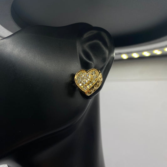 10K Yellow Gold Diamond Heart Stud Earrings 0.86Ct / 3.5gr