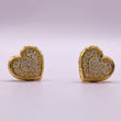 10K Yellow Gold Diamond Heart Stud Earrings 0.86Ct / 3.5gr