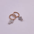 14K Rose Gold Diamond Cross Fashion Hoop Earrings 0.31Ct / 1.7gr