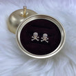 14K Yellow Gold Skull Stud Earrings With Diamond / 2gr