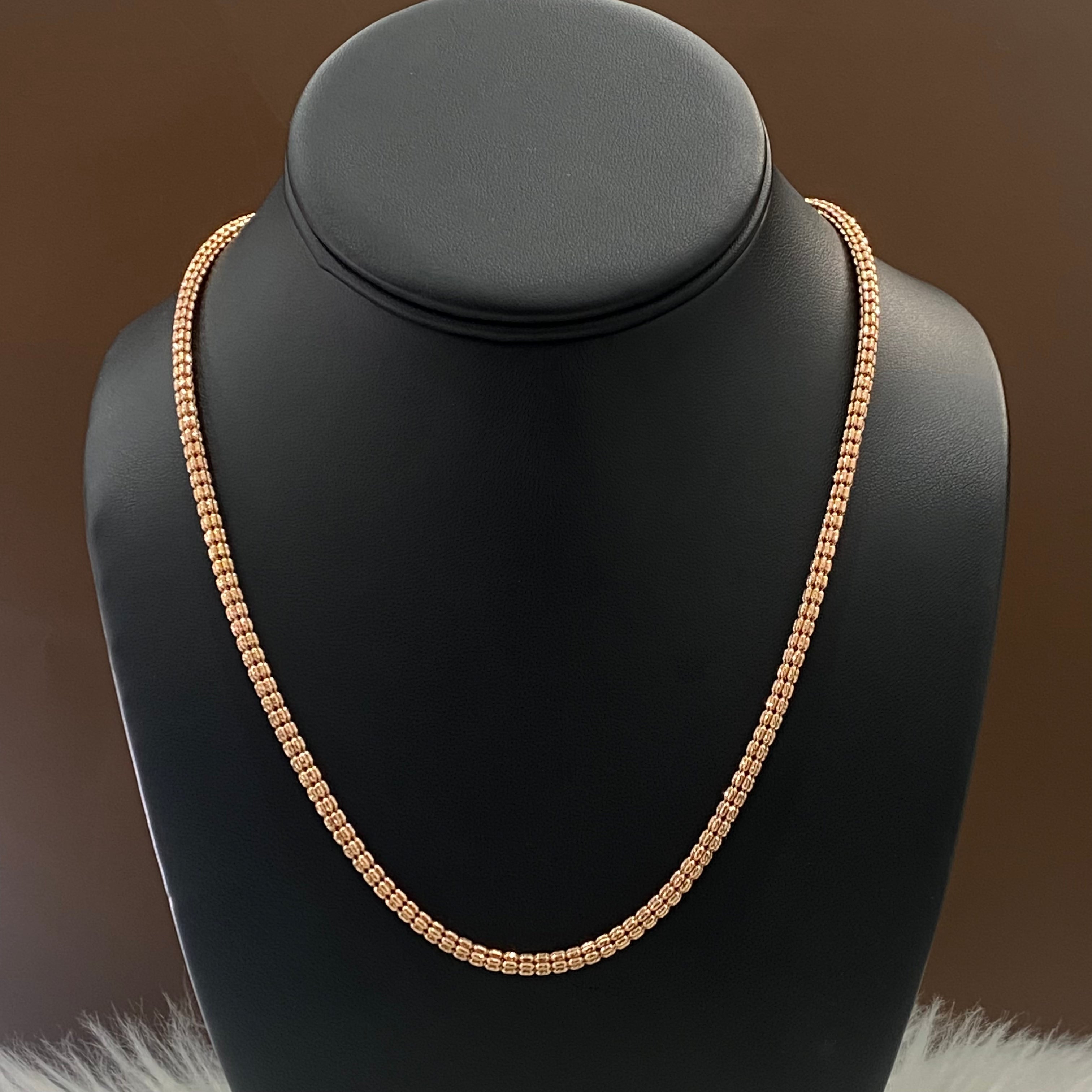 10K Rose Gold Moon Cut Chain / 19.2gr / 3.5mm / 24in