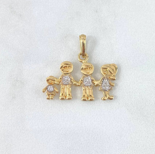 18K Yellow Gold Family Pendant With Zircons / 3gr / 0.8in