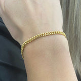 10K Yellow Gold Microcuban Bracelet / 9.6gr / 4mm / 6.5in