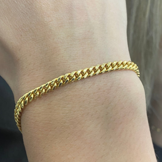 10K Yellow Gold Microcuban Bracelet / 10.2gr / 4.1mm / 6.5in