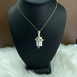 14K Yellow Gold Diamond Cross Pendant Ct Dia / 4.3gr