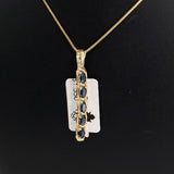 14K Yellow Gold Luxury Pendant With Sapphire / 2gr