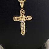 10K Yellow - White Gold Cross Jewelry Set / 5.6gr / 27in