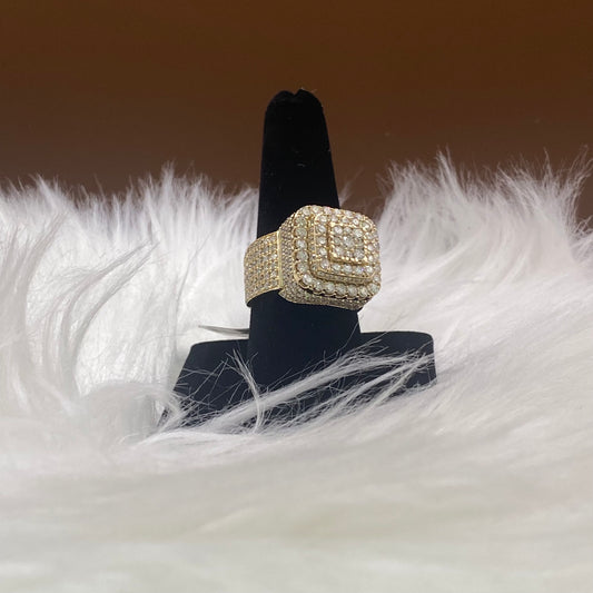 14K Yellow Gold Diamond Square Fashion Ring 5.99Ct / 15.3gr / Size 9