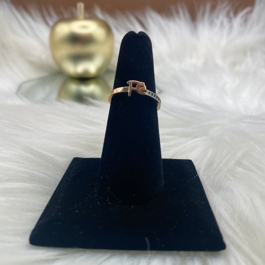 18K Rose Gold Fe Ring With Zircons / 2.1gr / Size 6