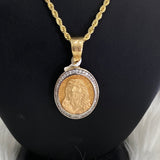 18K Yellow Gold Jesus Pendant With Zircons / 15.7gr