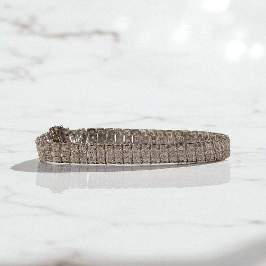 10K White Gold Luxury Bracelet With Diamond / 15.5gr / 8.5mm / 7.5in