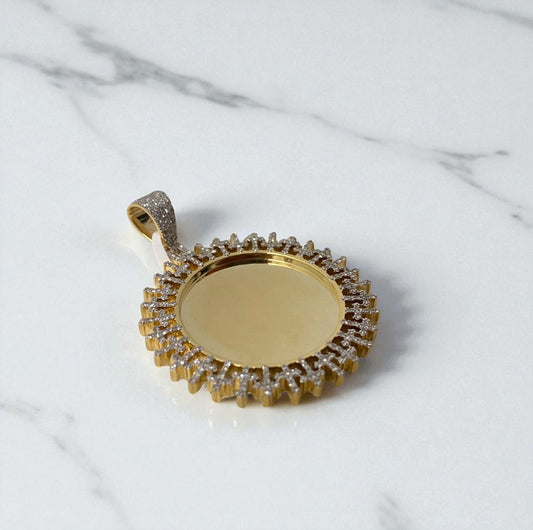 10K Yellow Gold Diamond Memorial White Crosses Pendant 0.94Ct Dia / 16.42gr / 1.5 - 1.8in