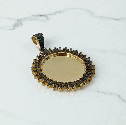 10K Yellow Gold Diamond Memorial Green Crosses Pendant 1.31Ct Dia / 16.56gr / 1.5 - 1.8in