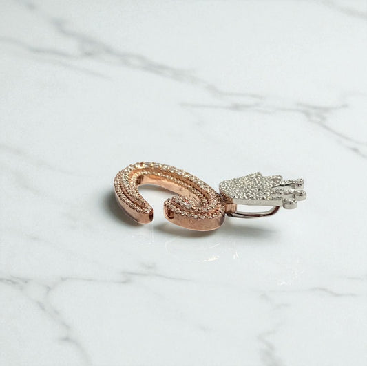 14K Rose-White Gold Letter C With Crown Pendant Ct Dia / 8.3gr / 1.4in