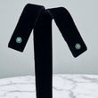 14K Yellow Gold Cyan Flower Stud Earrings With Cyan Zircons / 0.33gr