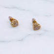 10K Yellow Gold Diamond Heart Stud Earrings 0.29Ct / 1.8gr