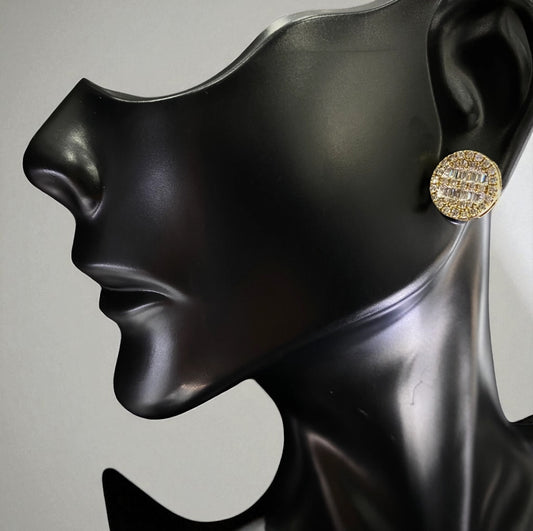 10K Yellow Gold Diamond Circle Stud Earrings 0.65Ct / 2gr