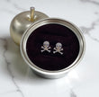14K Yellow Gold Skull Stud Earrings With Diamond / 2gr