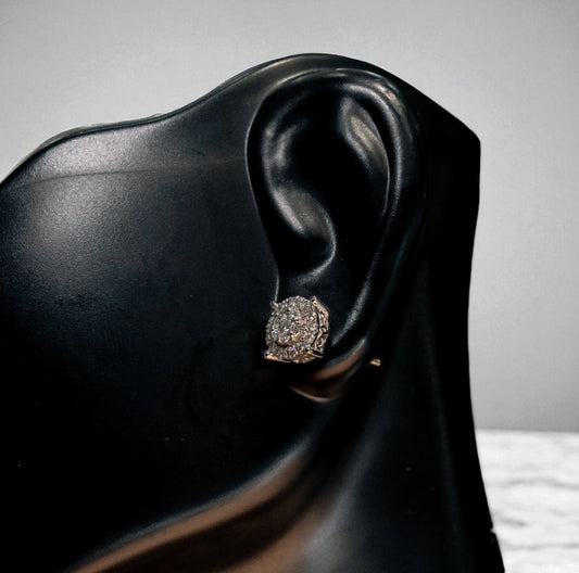 14K White Gold Circle With Diamond Stud Earrings 0.39Ct / 2.1gr