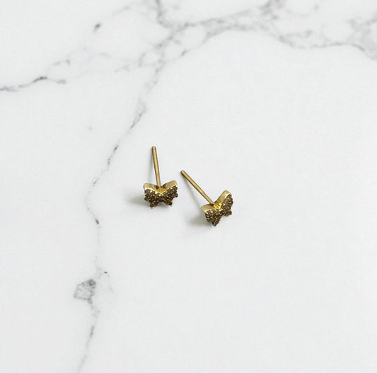 14K Yellow Gold Diamond Butterfly Stud Earrings 0.49Ct / 1.13gr