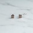 14K White Gold Square Diamond Stud Earrings 0.54Ct / 2.5gr