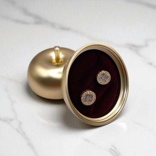 14K Yellow Gold Diamond Circle  Stud Earrings 1.53Ct / 3.22gr