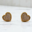 10K Yellow Gold Diamond Heart Stud Earrings 0.86Ct / 3.5gr