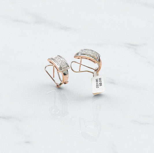 14K White Gold Luxury Stud Earrings With Diamonds / 6.5gr