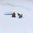 10K Yellow Gold Diamond Square Stud Earrings 0.17Ct / 1.5gr