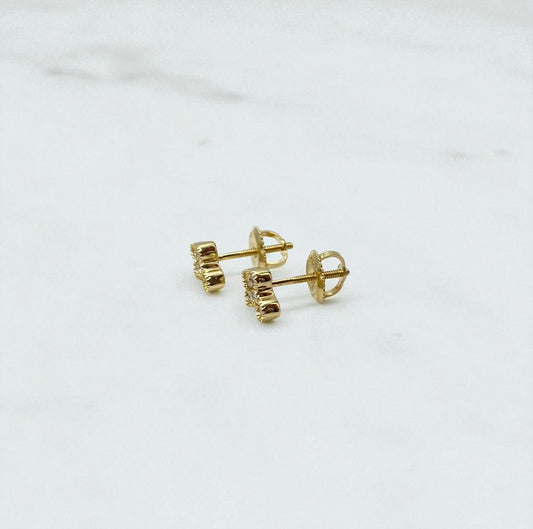 14K Yellow Gold Diamond Cross Stud Earrings 0.25Ct Dia / 1.27gr / 7mm