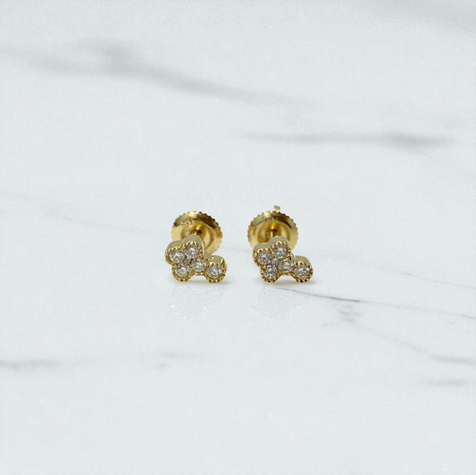 14K Yellow Gold Diamond Cross Stud Earrings 0.25Ct Dia / 1.27gr / 7mm