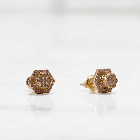 14K Yellow Gold Diamond Luxury Stud Earrings 0.38Ct / 1.6gr