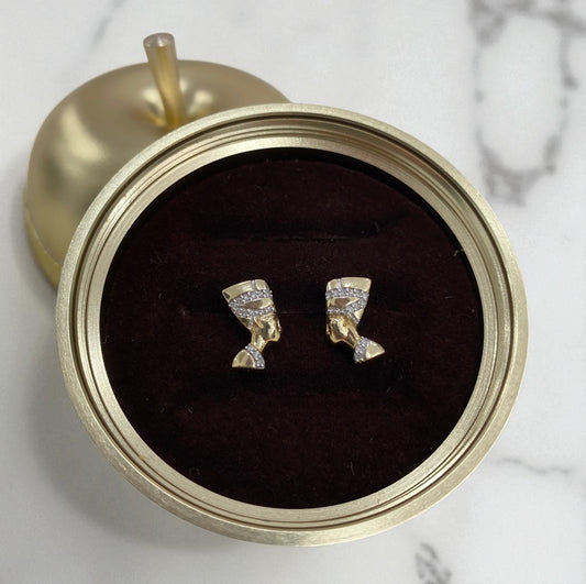10K Yellow Gold Diamond Pharaon Stud Earrings 0.2Ct / 2.6gr