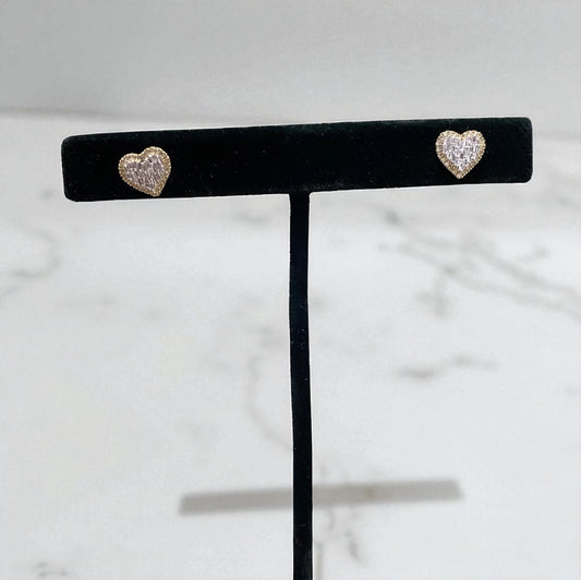 10K Yellow Gold Diamond Heart Stud Earrings 0.50Ct Dia / 1.5gr