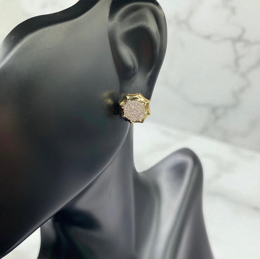 14K Yellow Gold Diamond Fashion Stud Earrings 0.21Ct / 1.6gr