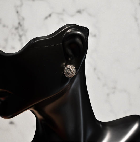 14K White Gold Diamond Circle Stud Earrings 0.68Ct / 2.2gr