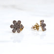 14K Yellow Gold Diamond Flower Stud Earrings 0.52Ct / 1.5gr