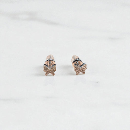 14K White Gold Butterfly Diamond Stud Earrings 1.1Ct / 1.2gr